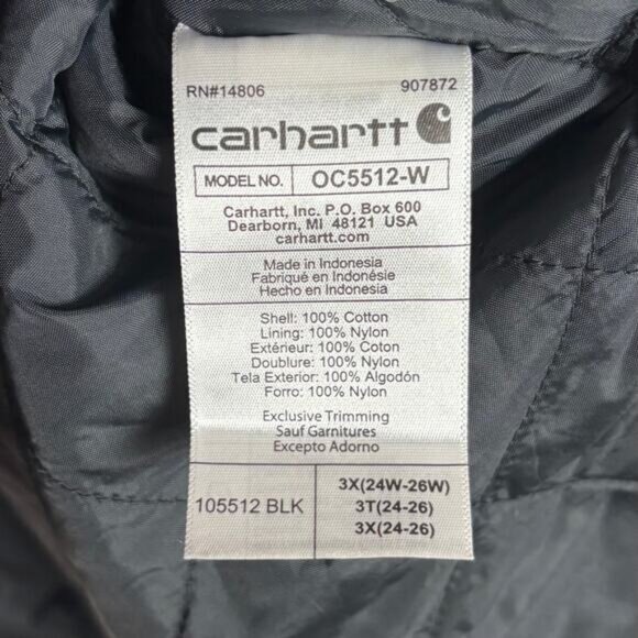 Carhartt Women's Black Field Jacket Loose Fit Size 3X - Picture 6 of 6